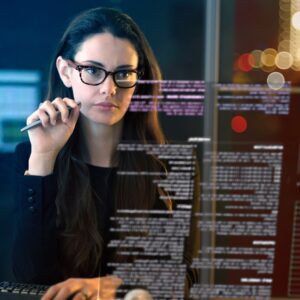 Person looking at computer code