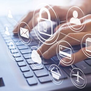 computer with security icons