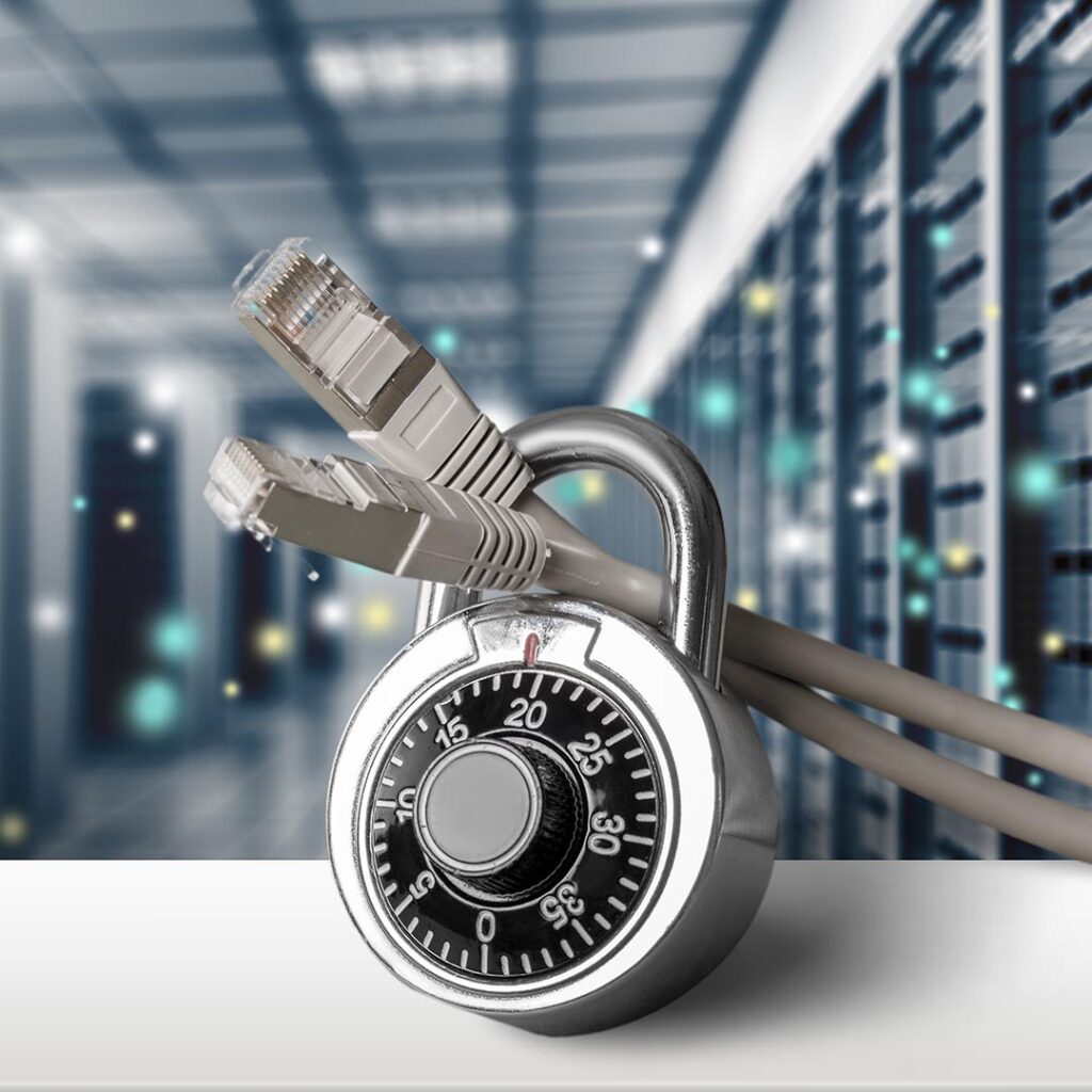 internet cables with a padlock on them