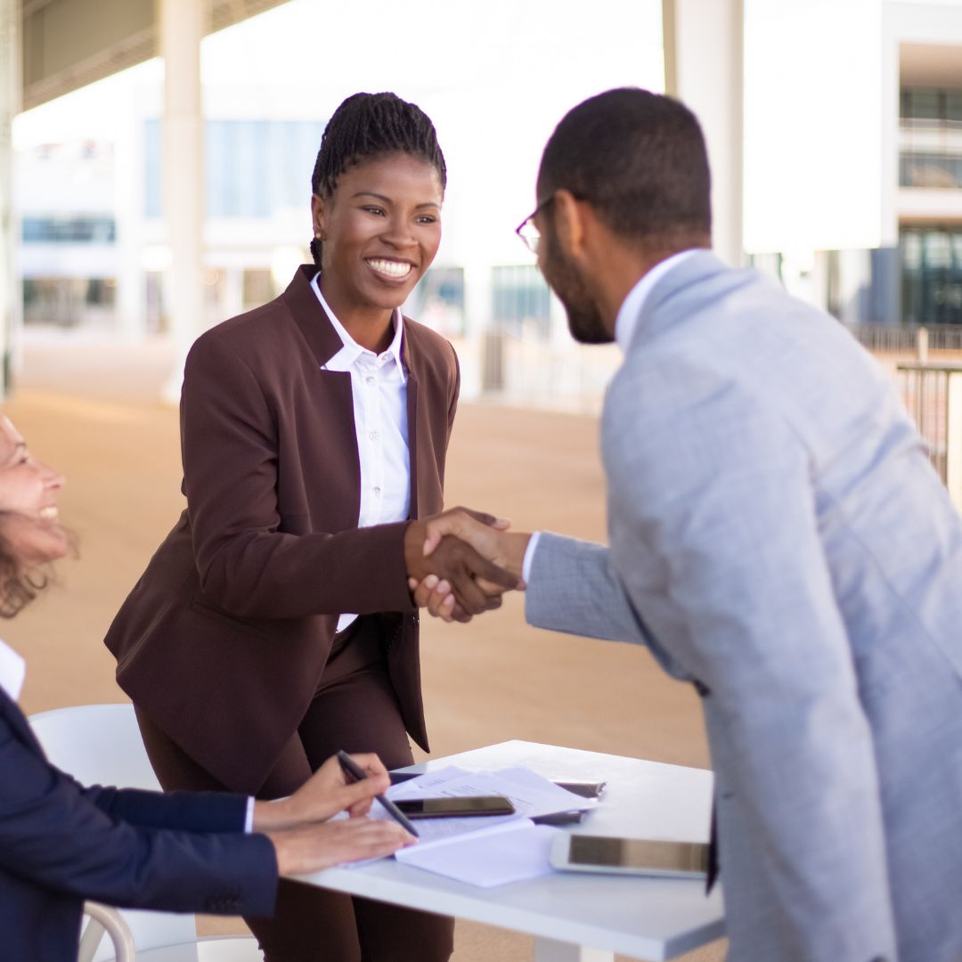 handshake with customer