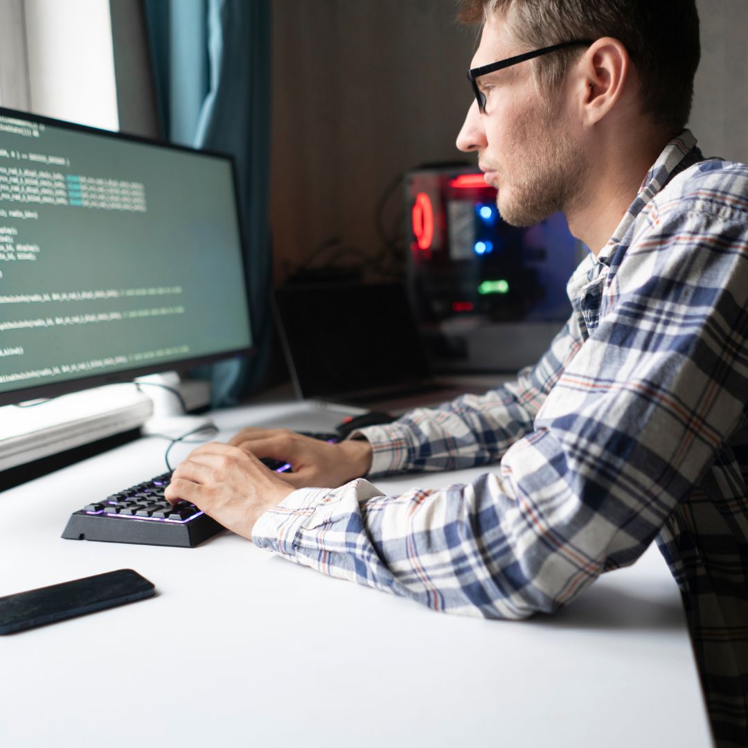 cybersecurity expert working on computer