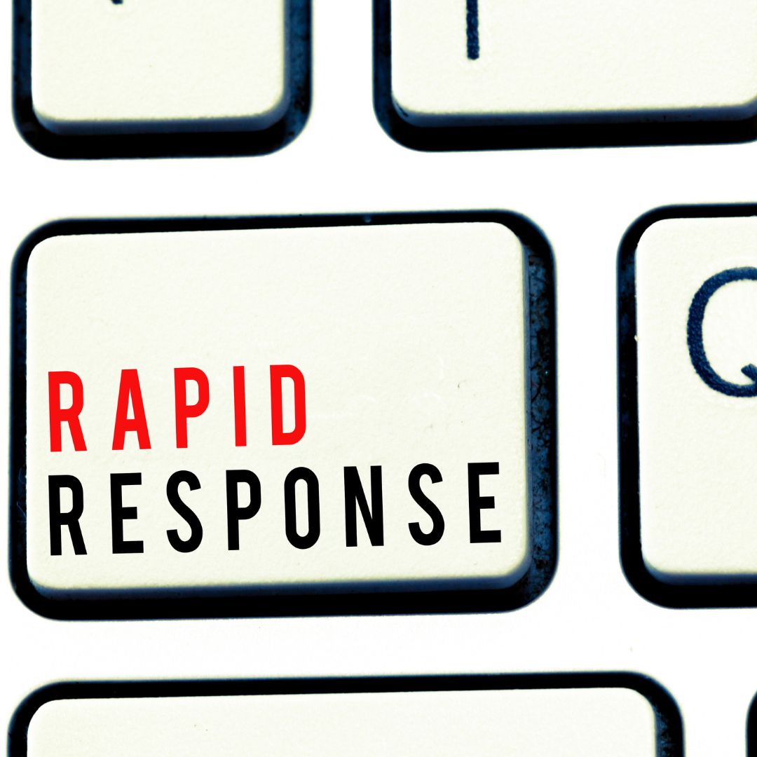 keyboard with a button that says rapid response