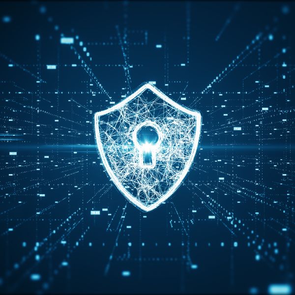 Image of digital lock in a blue cyber style