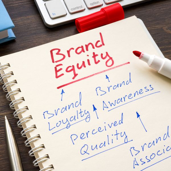 Notebook with "Brand Equity" written at top