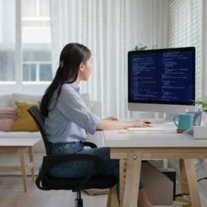 woman working at desk