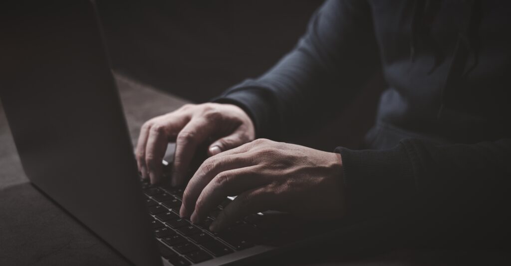 typing on computer